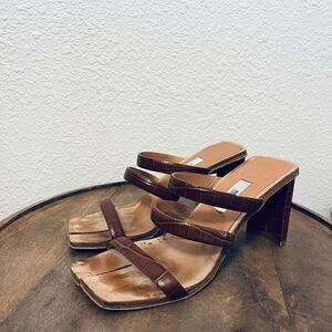 Miista Joanne Croc Embossed Leather Strappy Sandal Women’s 38 US 7.5